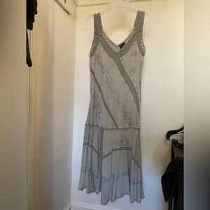 Noor Spain Gray Embroidered Dress